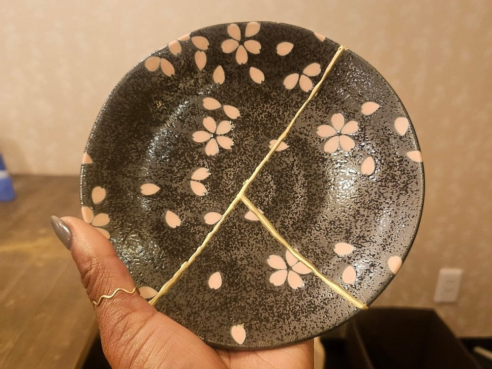 Finished kintsugi piece ready to take home