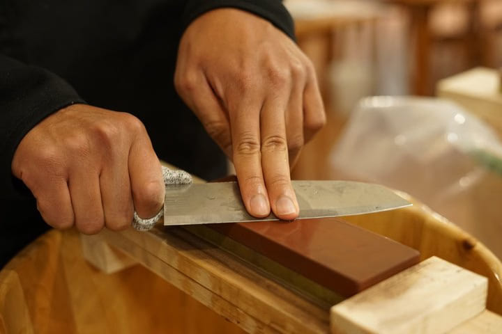 Sharpening on a Japanese whetstone